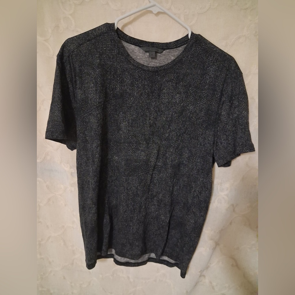 John Varvatos Men's Black Enzo Marble Wash Crew-Neck Short Sleeve T-Shirt Medium